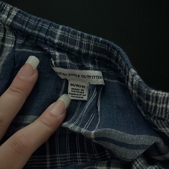American Eagle Outfitters Crop Top, Size Medium, Blue and White Plaid - Picture 2 of 4